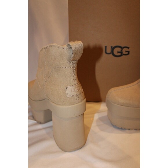 UGG NEW HEIGHTS PLATFORM MINI SUEDE‎ WOMEN'S BOOTS NIB MSD TAN - Picture 6 of 9